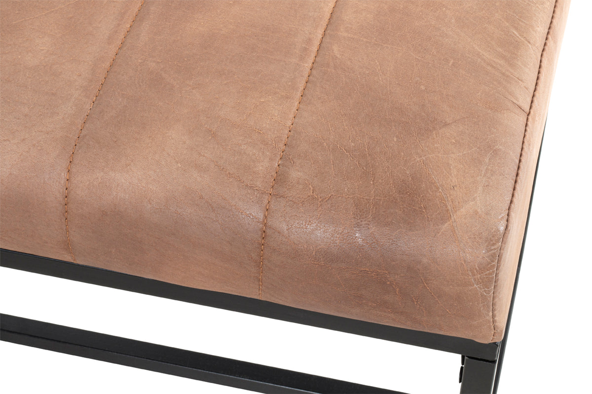 HAKU Möbel Bank aus Leder gepolstert in Braun B 100-150 cm H 48 cm, 100 x 38 cm, H 48 cm