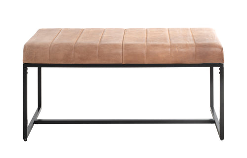 HAKU Möbel Bank aus Leder gepolstert in Braun B 100-150 cm H 48 cm, 100 x 38 cm, H 48 cm