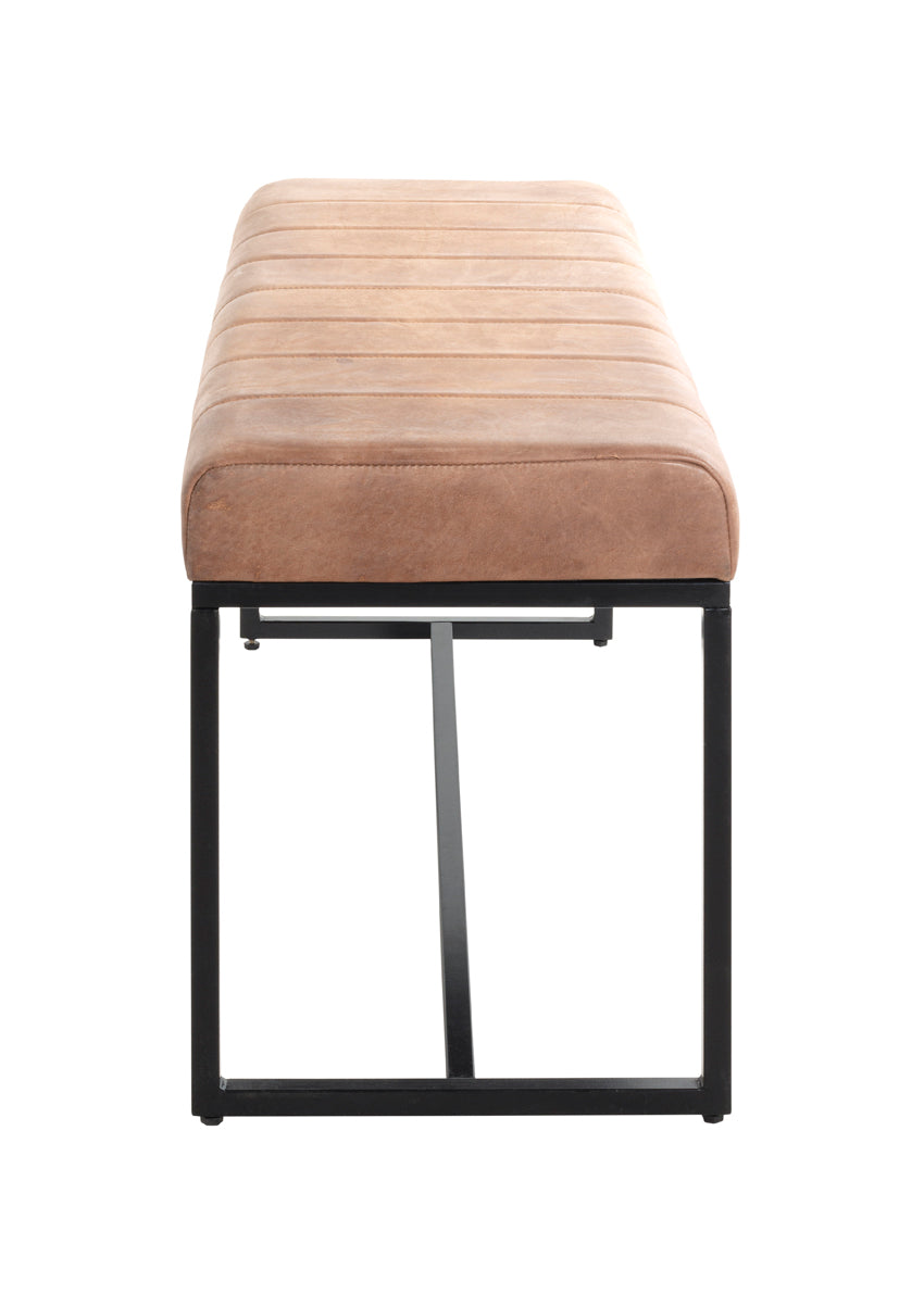HAKU Möbel Bank aus Leder gepolstert in Braun B 100-150 cm H 48 cm, 100 x 38 cm, H 48 cm