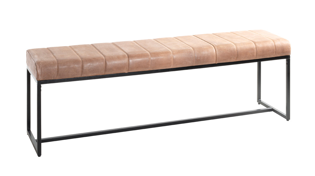 HAKU Möbel Bank aus Leder gepolstert in Braun B 100-150 cm H 48 cm, 150 x 38 cm, H 48 cm