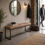 HAKU Möbel Bank aus Leder gepolstert in Braun B 100-150 cm H 48 cm, 150 x 38 cm, H 48 cm