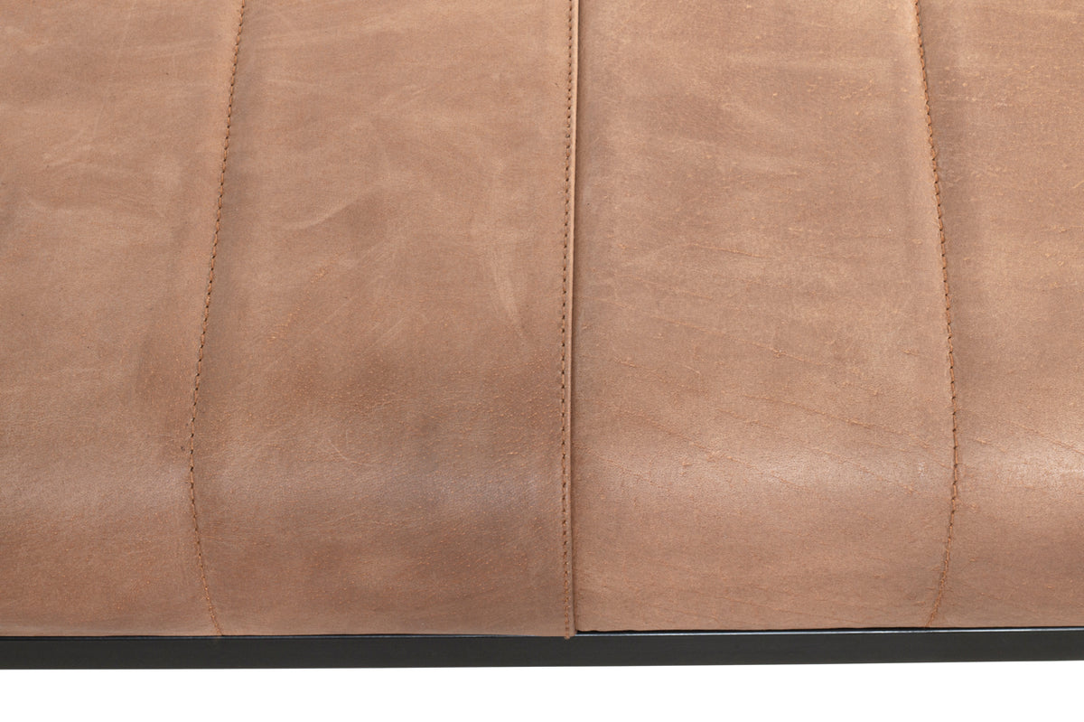 HAKU Möbel Bank aus Leder gepolstert in Braun B 100-150 cm H 48 cm, 150 x 38 cm, H 48 cm