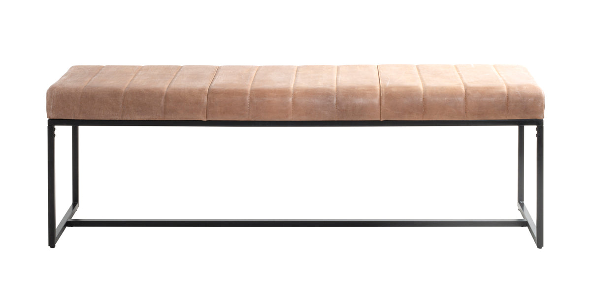 HAKU Möbel Bank aus Leder gepolstert in Braun B 100-150 cm H 48 cm, 150 x 38 cm, H 48 cm