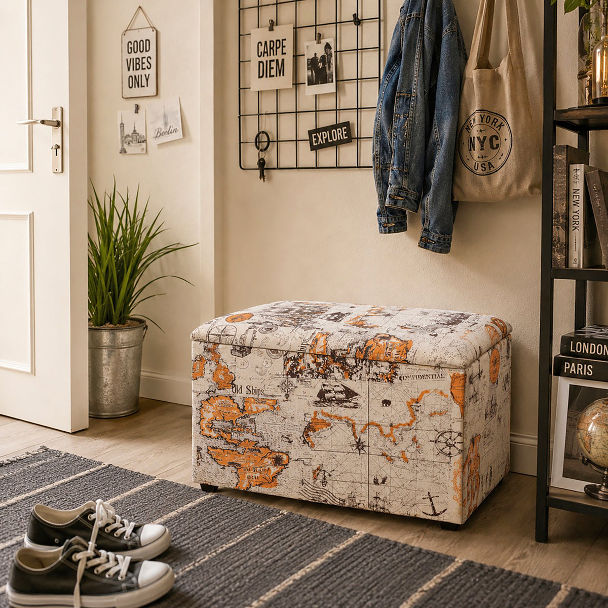 HAKU Möbel Sitztruhe aus Textil gepolstert in Beige