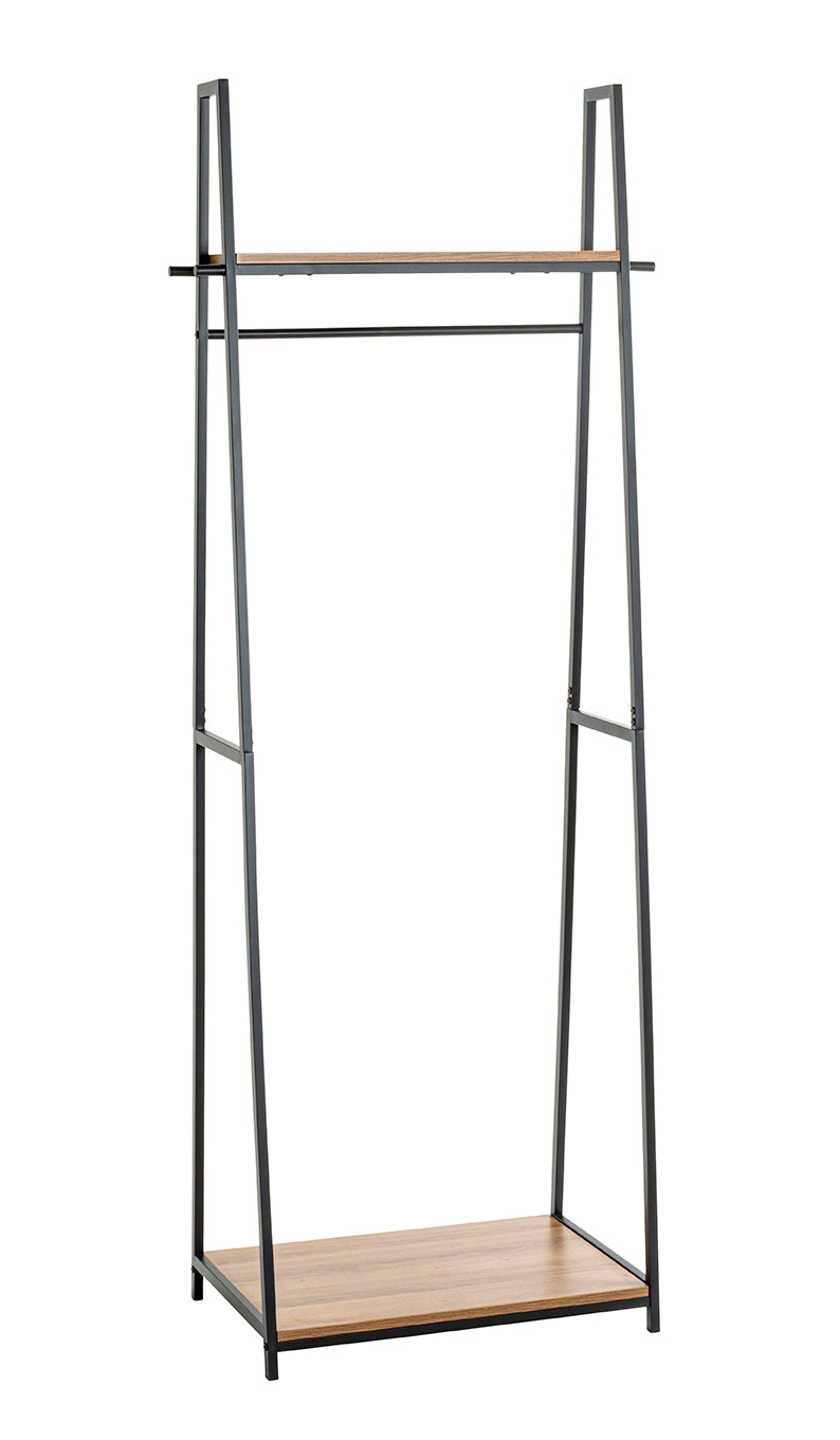 HAKU Möbel Garderobenständer aus MDF kratzbeständig in Schwarz, 68 x 40 cm, H 166 cm in Eiche, Schwarz