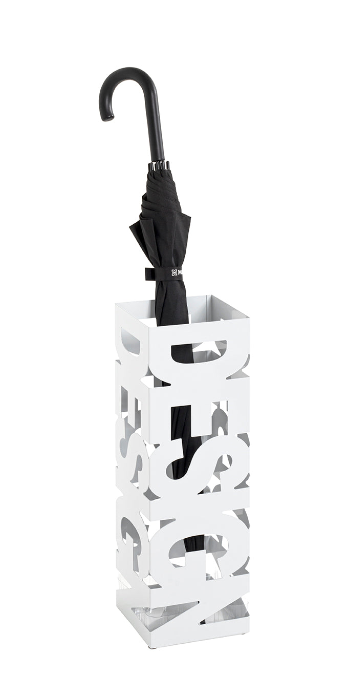 HAKU Möbel Schirmständer aus Metall Motiv Schriftzug in Weiss