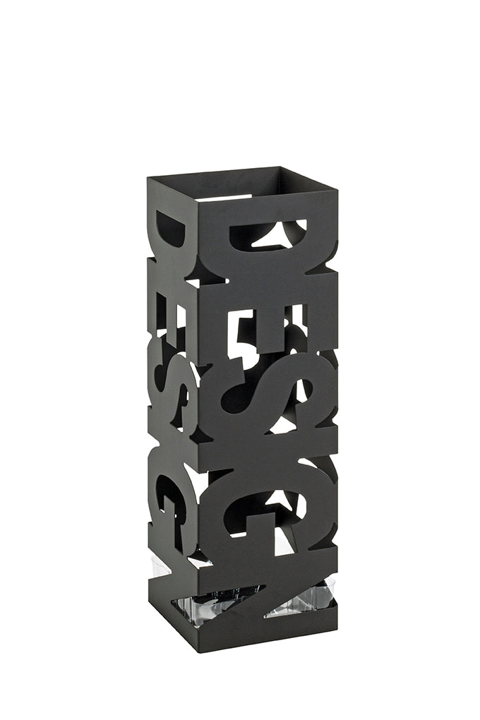 HAKU Möbel Schirmständer aus Metall Motiv Schriftzug in Schwarz