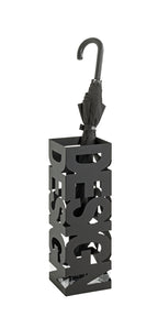 HAKU Möbel Schirmständer aus Metall Motiv Schriftzug in Schwarz