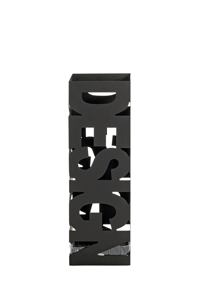 HAKU Möbel Schirmständer aus Metall Motiv Schriftzug in Schwarz