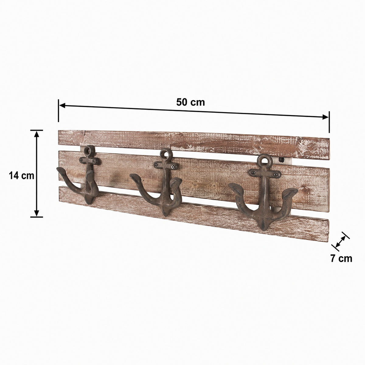HAKU Möbel Garderobenleiste aus Massivholz in Braun B 36-66 cm H 14 cm, 50 x 7 cm, H 14 cm