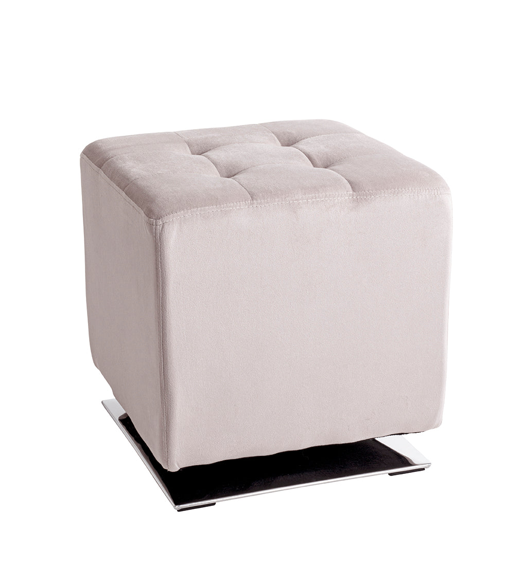 HAKU Möbel Hocker aus Textil gepolstert 41 x 41 x 43 cm in Chrom, Kaschmir