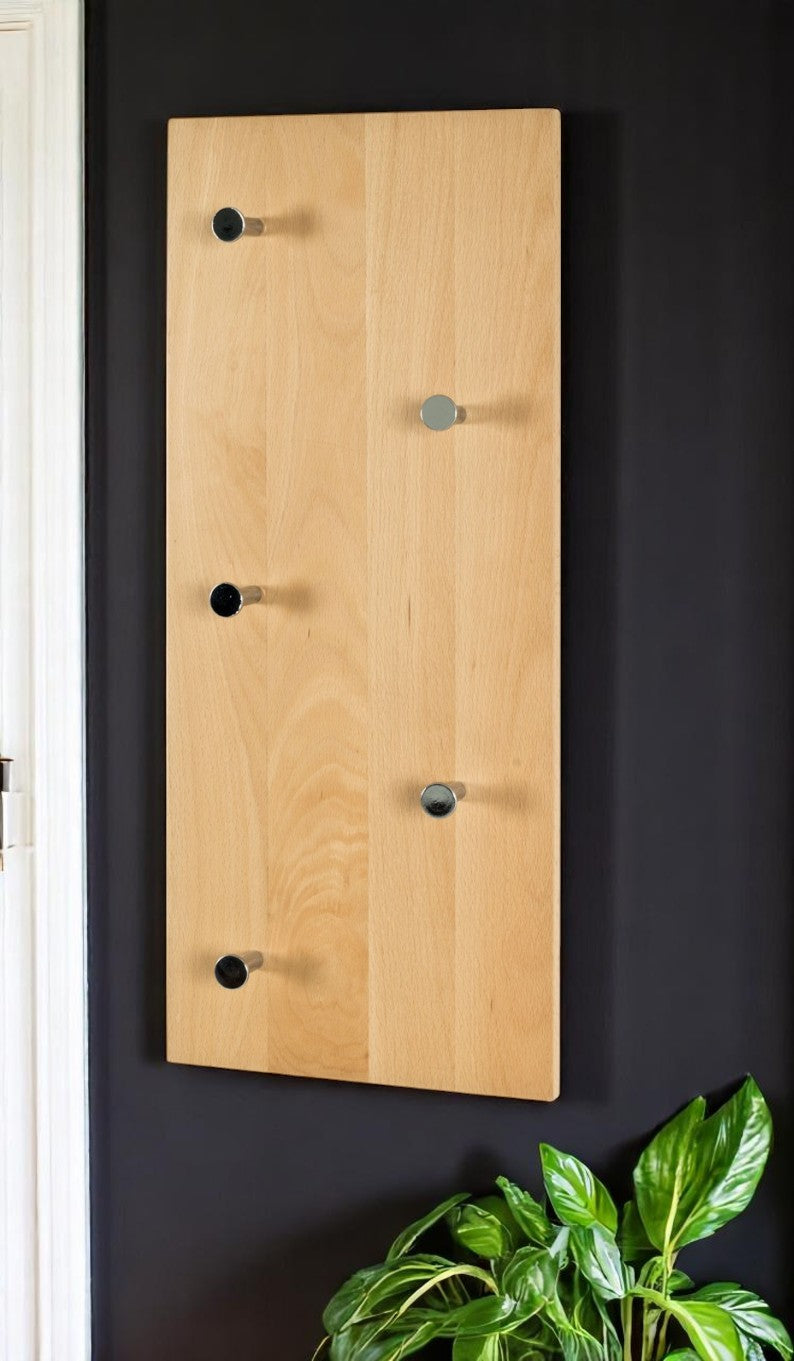 HAKU Möbel Wandgarderobe aus Massivholz in Braun 60 x 6 x 25 cm