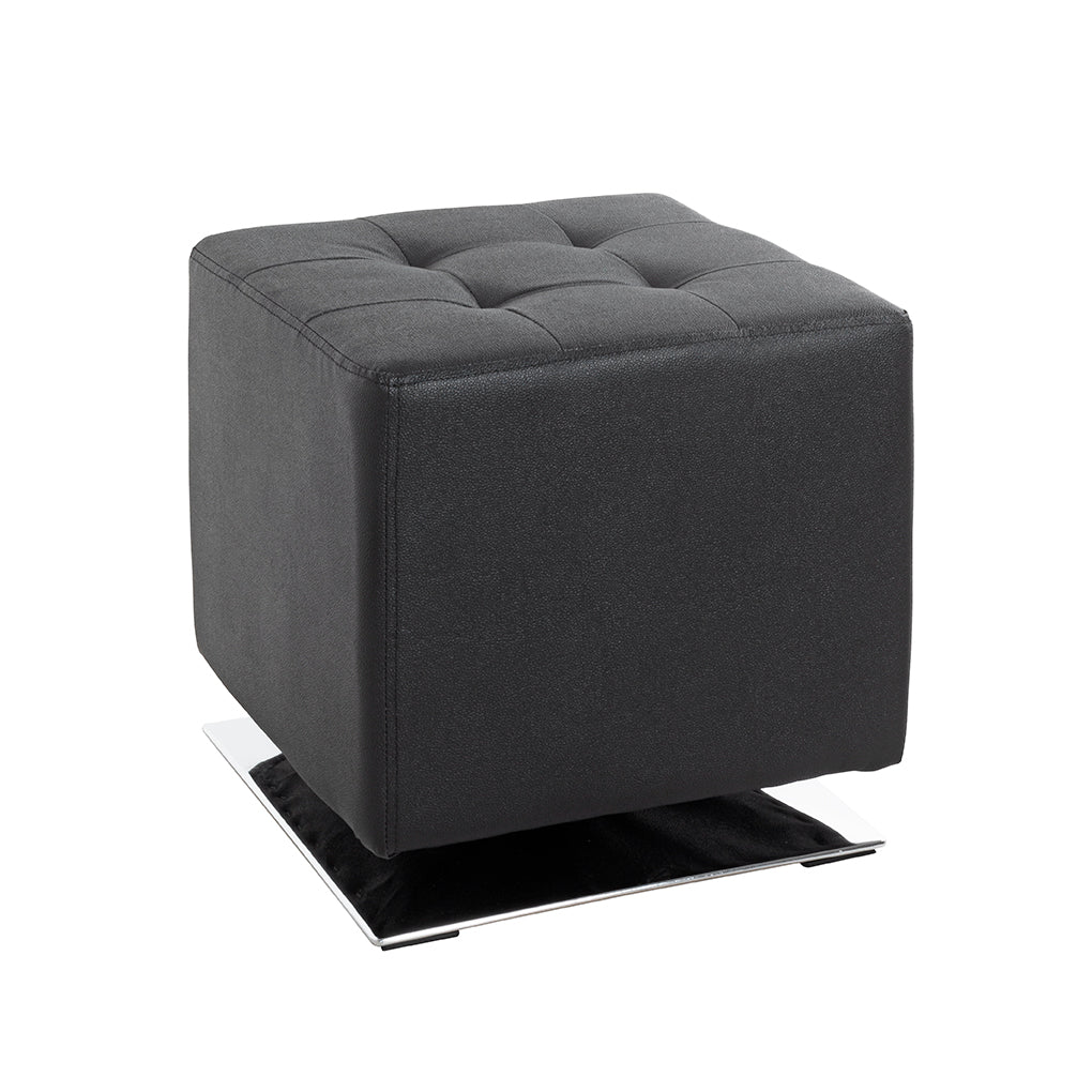 HAKU Möbel Hocker aus Textil gepolstert 40 x 40 x 42 cm in Chrom, Schwarz