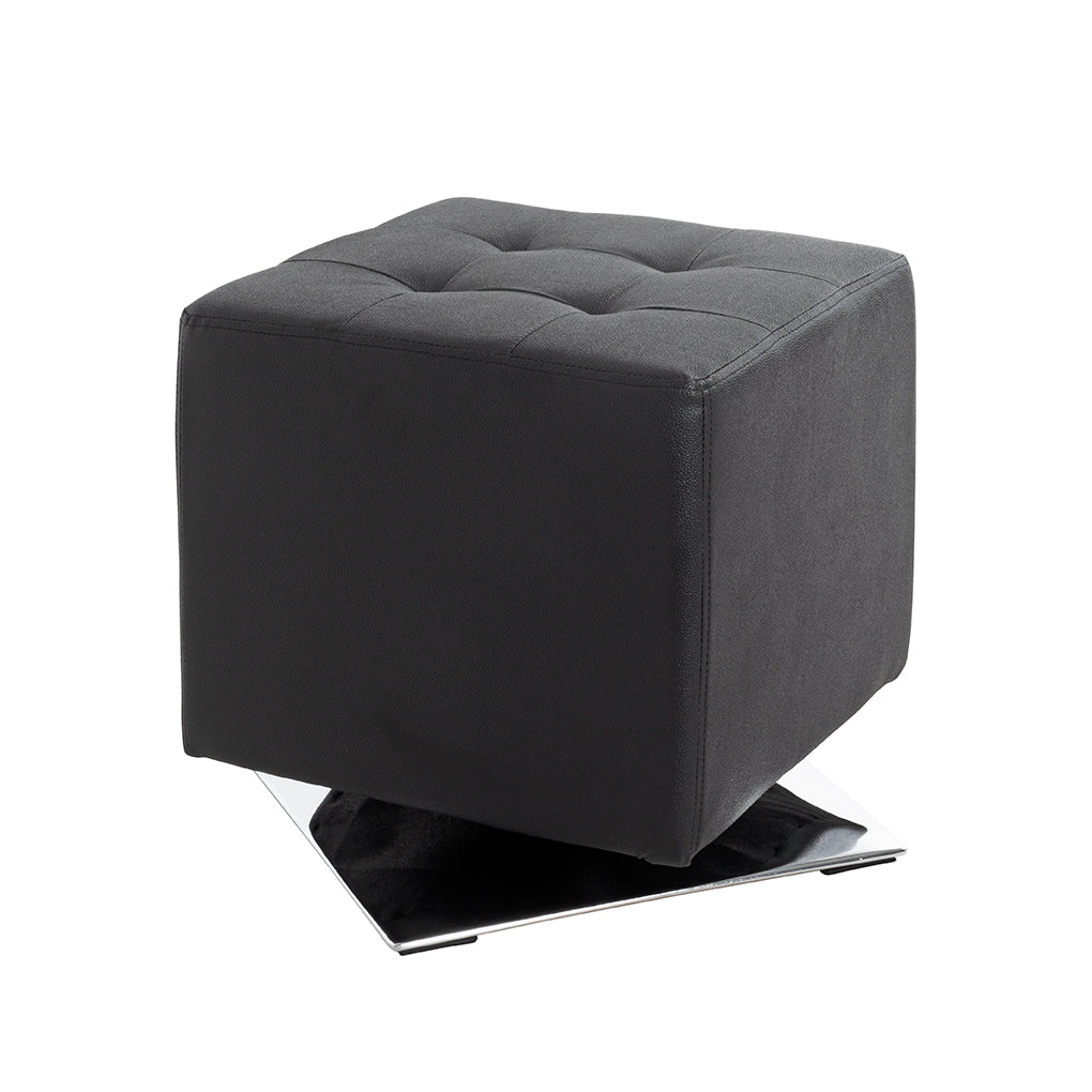 HAKU Möbel Hocker aus Textil gepolstert 40 x 40 x 42 cm in Chrom, Schwarz