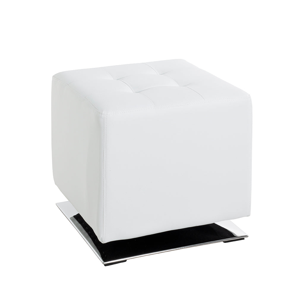HAKU Möbel Hocker aus Textil gepolstert 40 x 40 x 42 cm in Chrom, Weiss
