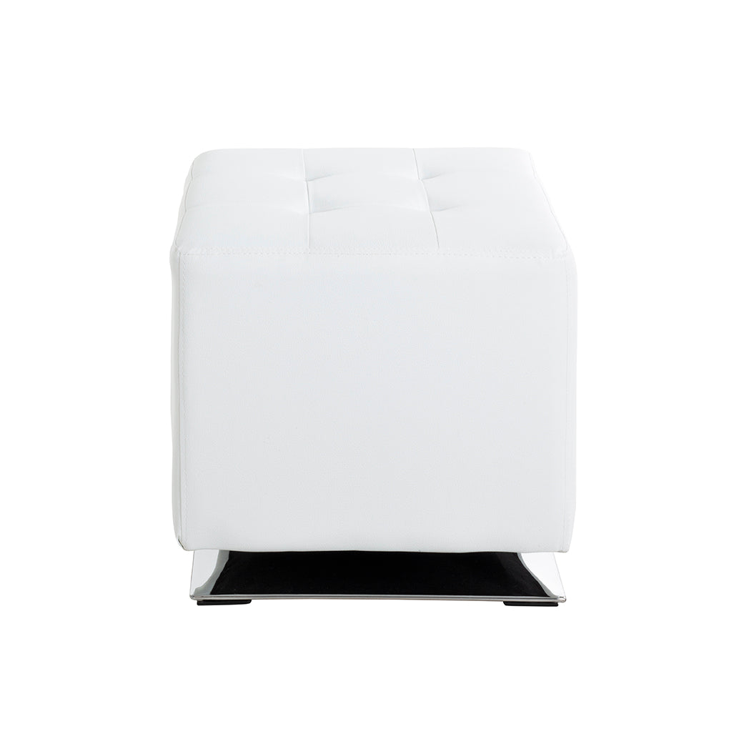 HAKU Möbel Hocker aus Textil gepolstert 40 x 40 x 42 cm in Chrom, Weiss