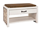 HAKU Möbel Schuhbank aus MDF gepolstert in Weiss 72 x 38 x 42 cm