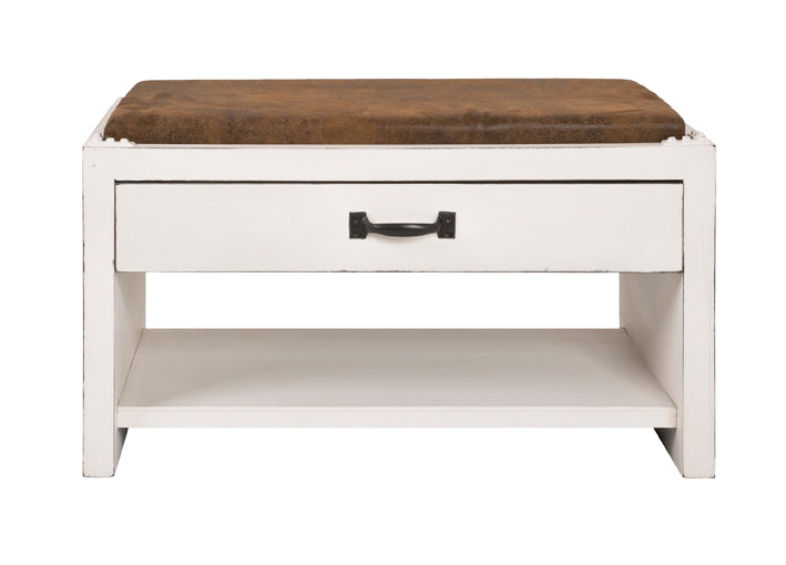 HAKU Möbel Schuhbank aus MDF gepolstert in Weiss 72 x 38 x 42 cm