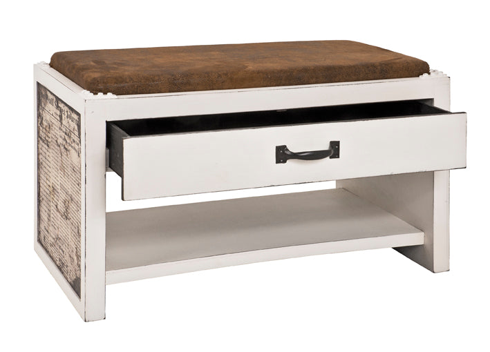 HAKU Möbel Schuhbank aus MDF gepolstert in Weiss 72 x 38 x 42 cm
