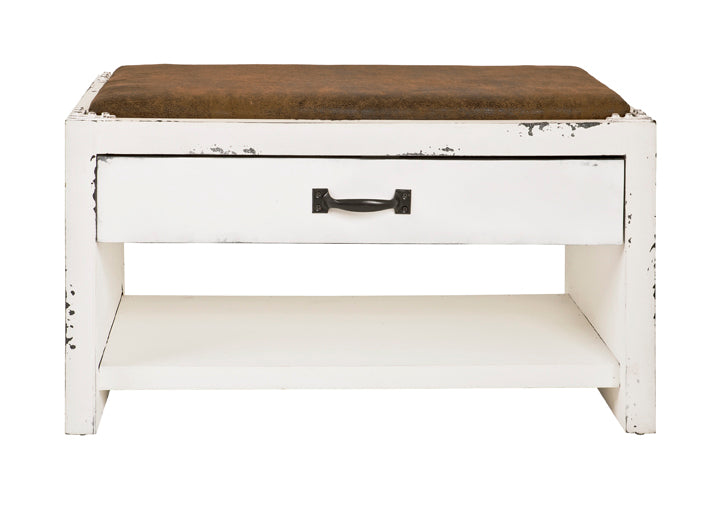 HAKU Möbel Schuhbank aus MDF gepolstert in Weiss 72 x 38 x 42 cm