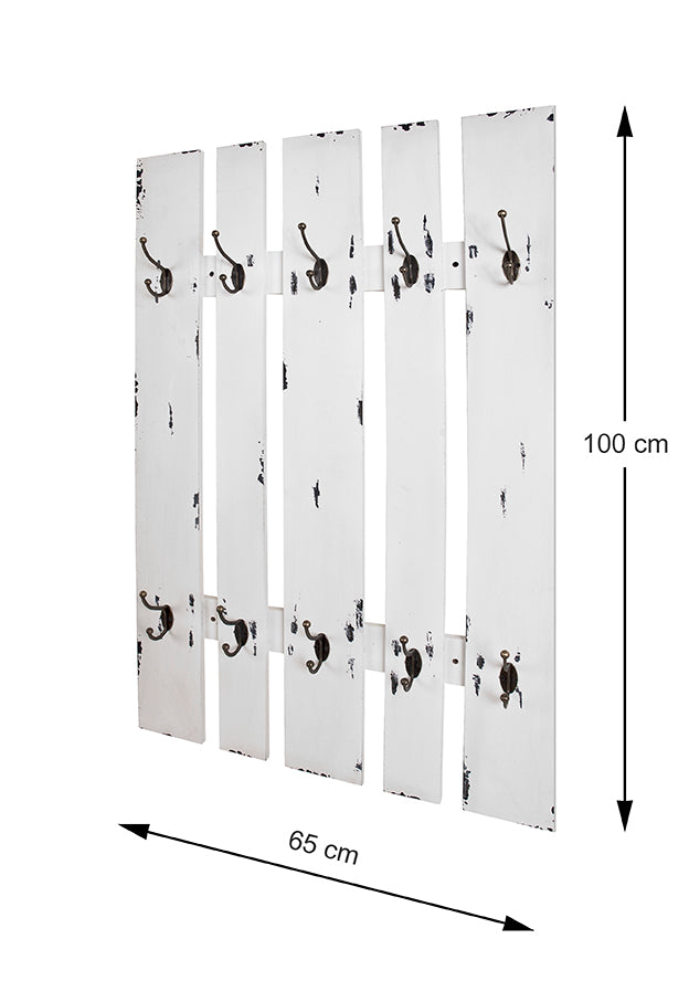 HAKU Möbel Wandgarderobe aus MDF 65 x 9 x 100 cm in Weiss