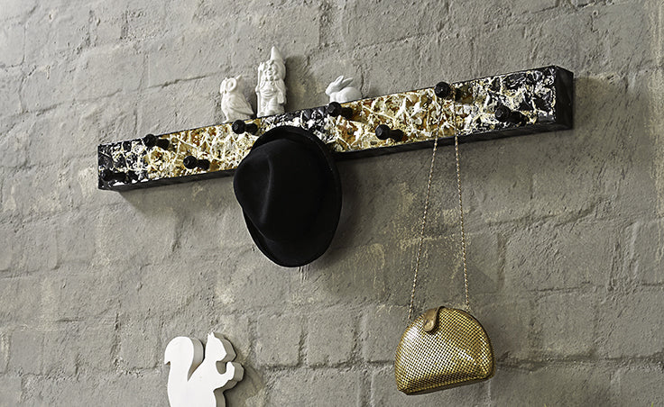 HAKU Möbel Garderobenleiste aus Metall in Schwarz B 75-115 cm H 11 cm, 115 x 6 cm, H 11 cm