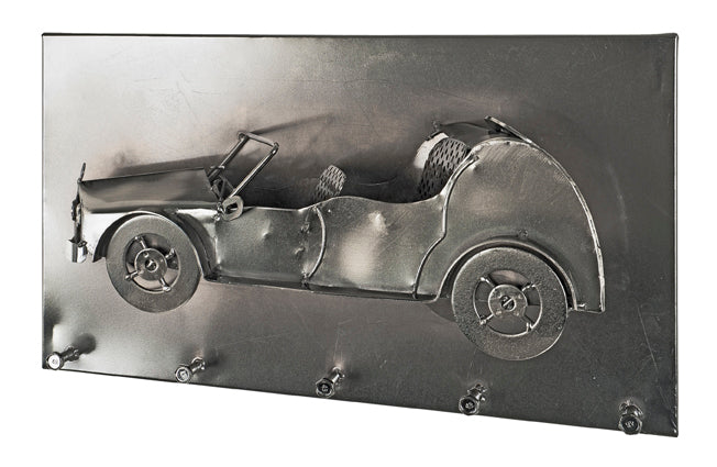 HAKU Möbel Wandgarderobe aus Metall Motiv Auto in Anthrazit