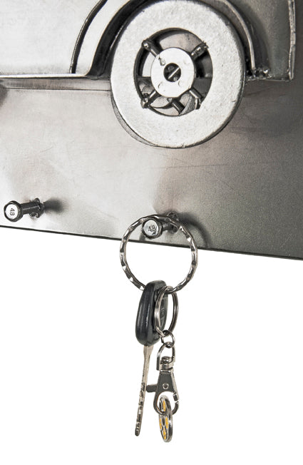 HAKU Möbel Wandgarderobe aus Metall Motiv Auto in Anthrazit
