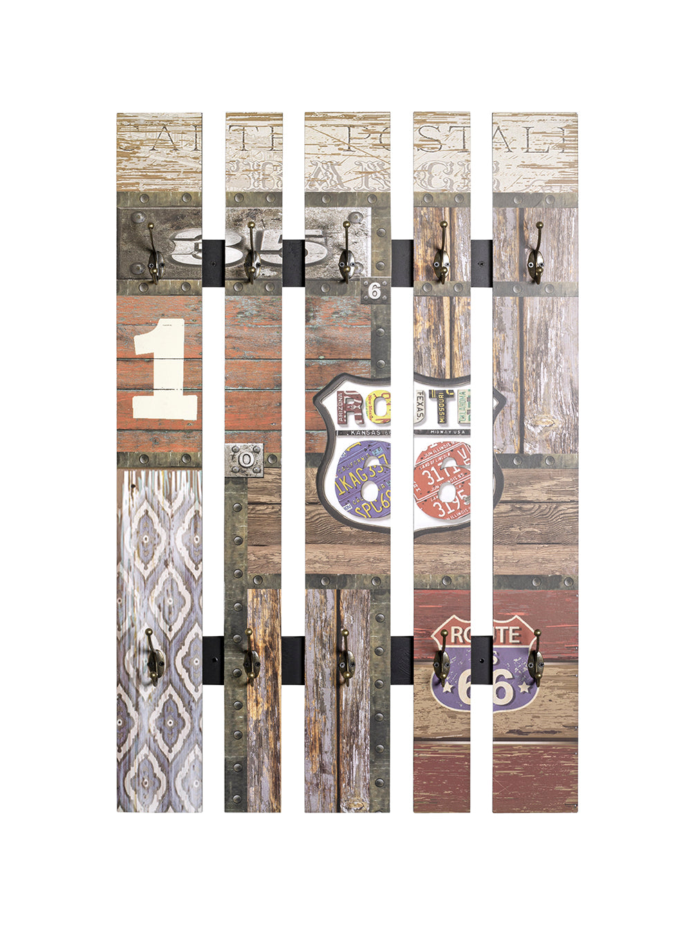 HAKU Möbel Wandgarderobe aus MDF Motiv Schriftzug in Braun 65 x 9 x 100 cm