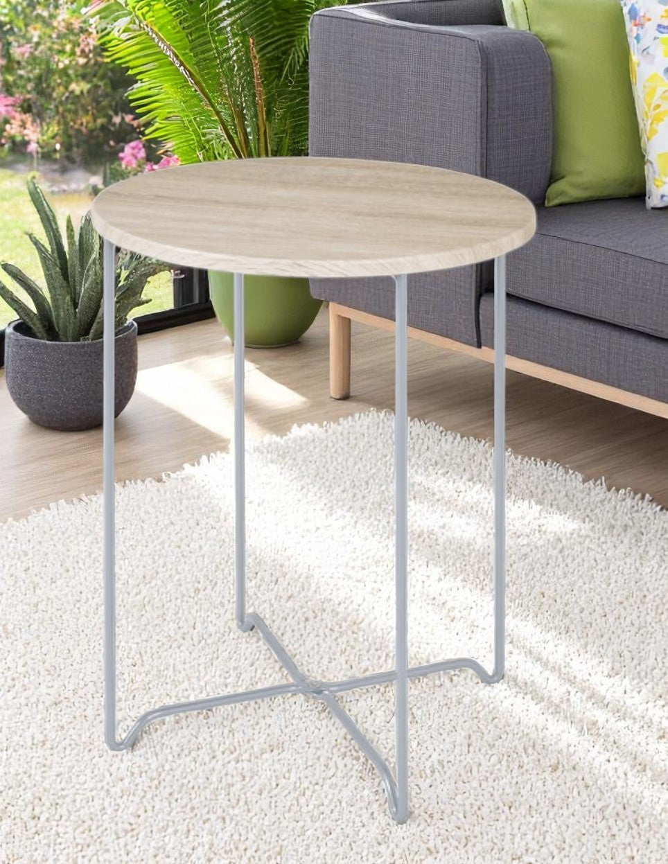 HAKU Möbel Beistelltisch aus MDF X-Gestell in Braun 40 x 52 cm