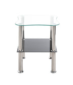HAKU Möbel Beistelltisch aus Edelstahl mit Glas in Silber 40 x 40 x 47 cm in Edelstahl, Schwarz