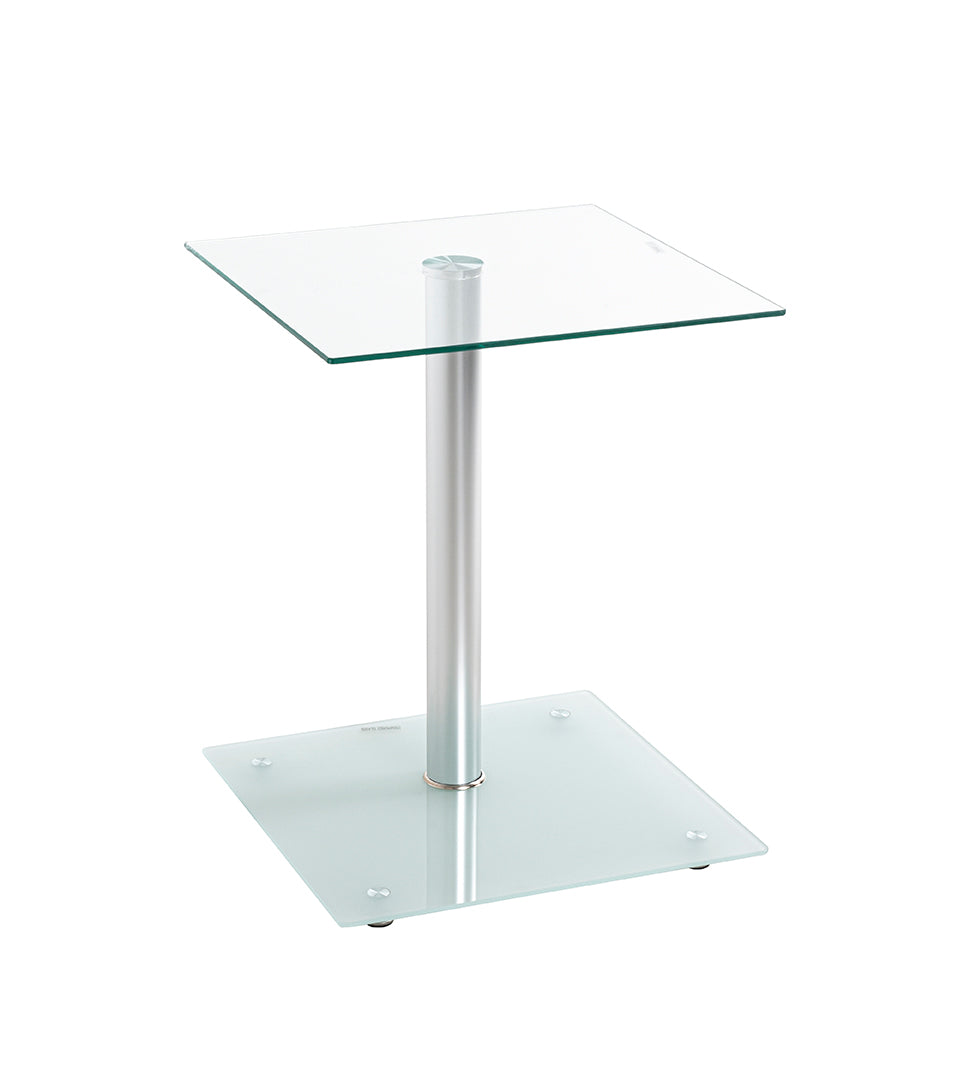 HAKU Möbel Beistelltisch aus Metall mit Glas 40 x 40 x 52 cm in Alu, Satiniert
