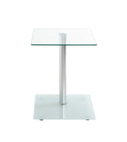 HAKU Möbel Beistelltisch aus Metall mit Glas 40 x 40 x 52 cm in Alu, Satiniert