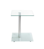 HAKU Möbel Beistelltisch aus Metall mit Glas 40 x 40 x 52 cm in Alu, Satiniert