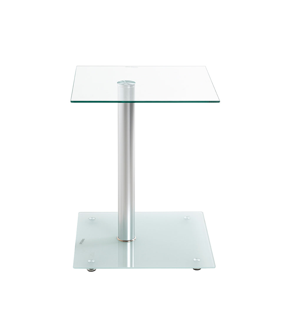 HAKU Möbel Beistelltisch aus Metall mit Glas 40 x 40 x 52 cm in Alu, Satiniert