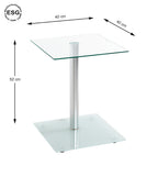 HAKU Möbel Beistelltisch aus Metall mit Glas 40 x 40 x 52 cm in Alu, Satiniert