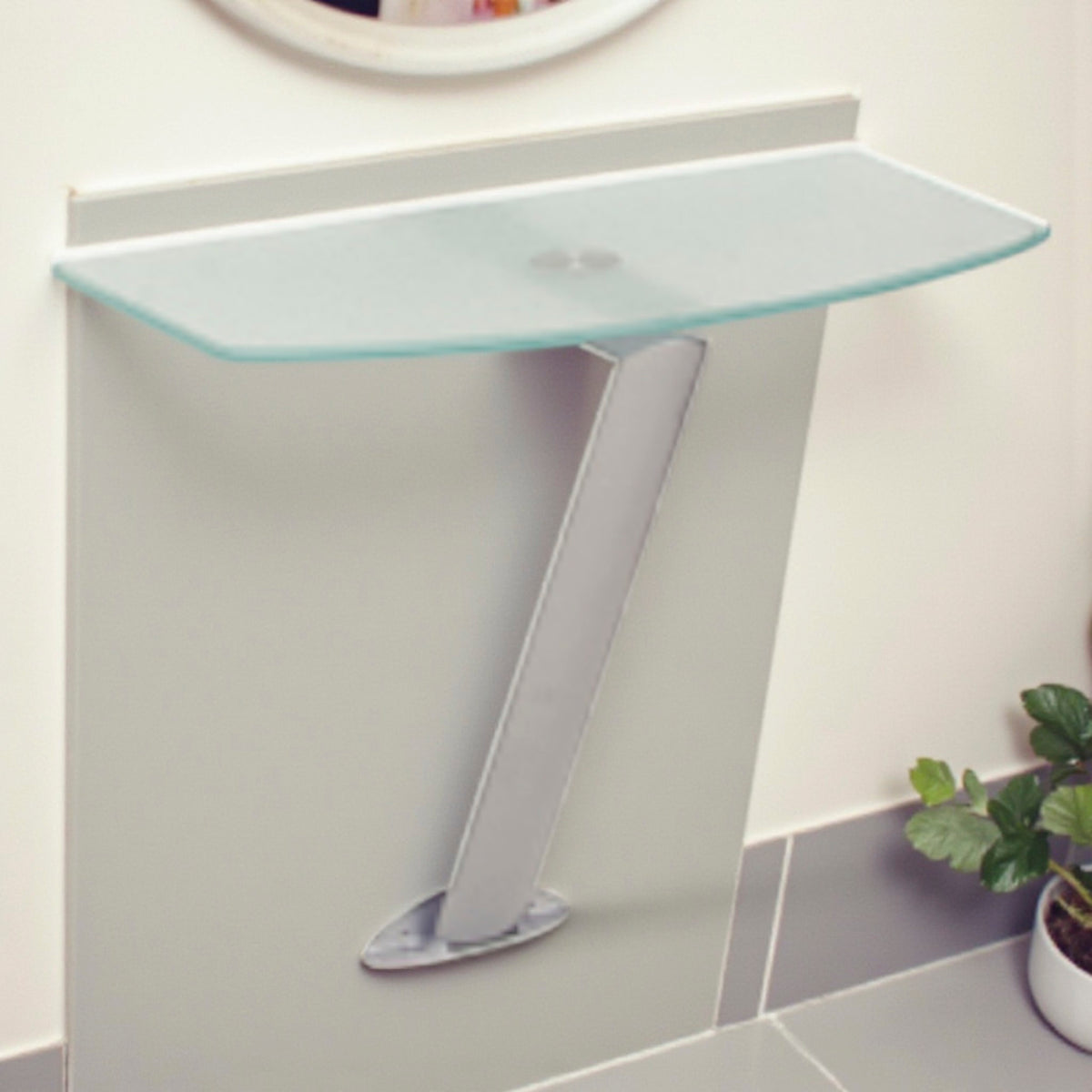 HAKU Möbel Wandkonsole aus Metall mit Glas in Grau