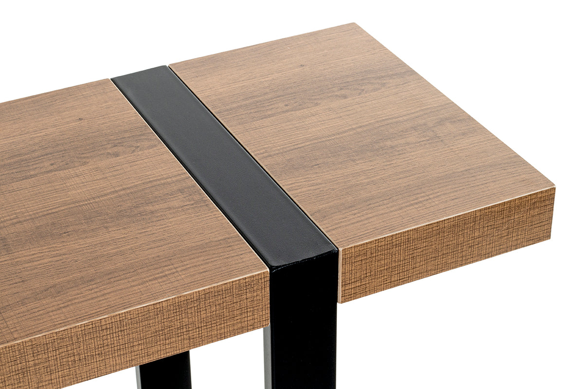 HAKU Möbel Konsole aus Holzwerkstoff kratzbeständig in Braun 120 x 30 x 82 cm in Eiche, Schwarz