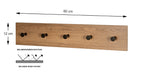 HAKU Möbel Garderobenleiste aus MDF kratzbeständig in Braun B 35-60 cm H 12 cm, 60 x 5 cm, H 12 cm in Eiche, Schwarz