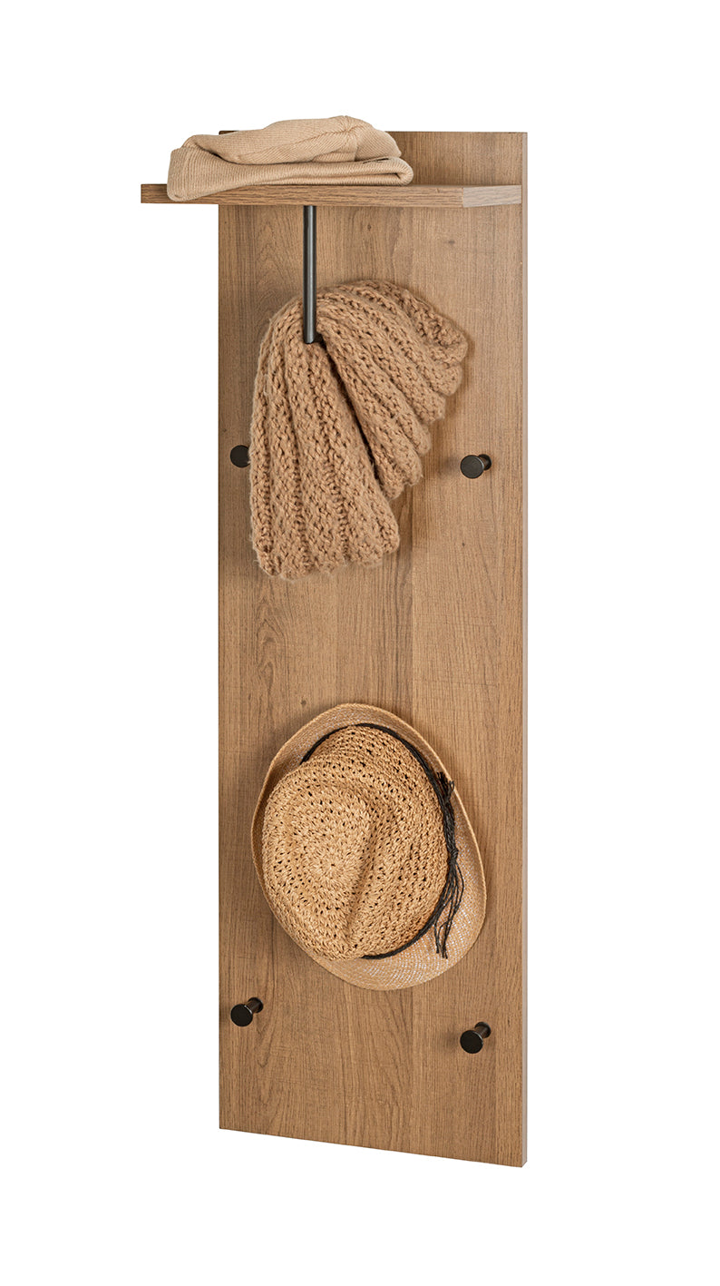 HAKU Möbel Wandgarderobe aus MDF kratzbeständig in Braun 30 x 20 x 100 cm in Eiche, Schwarz