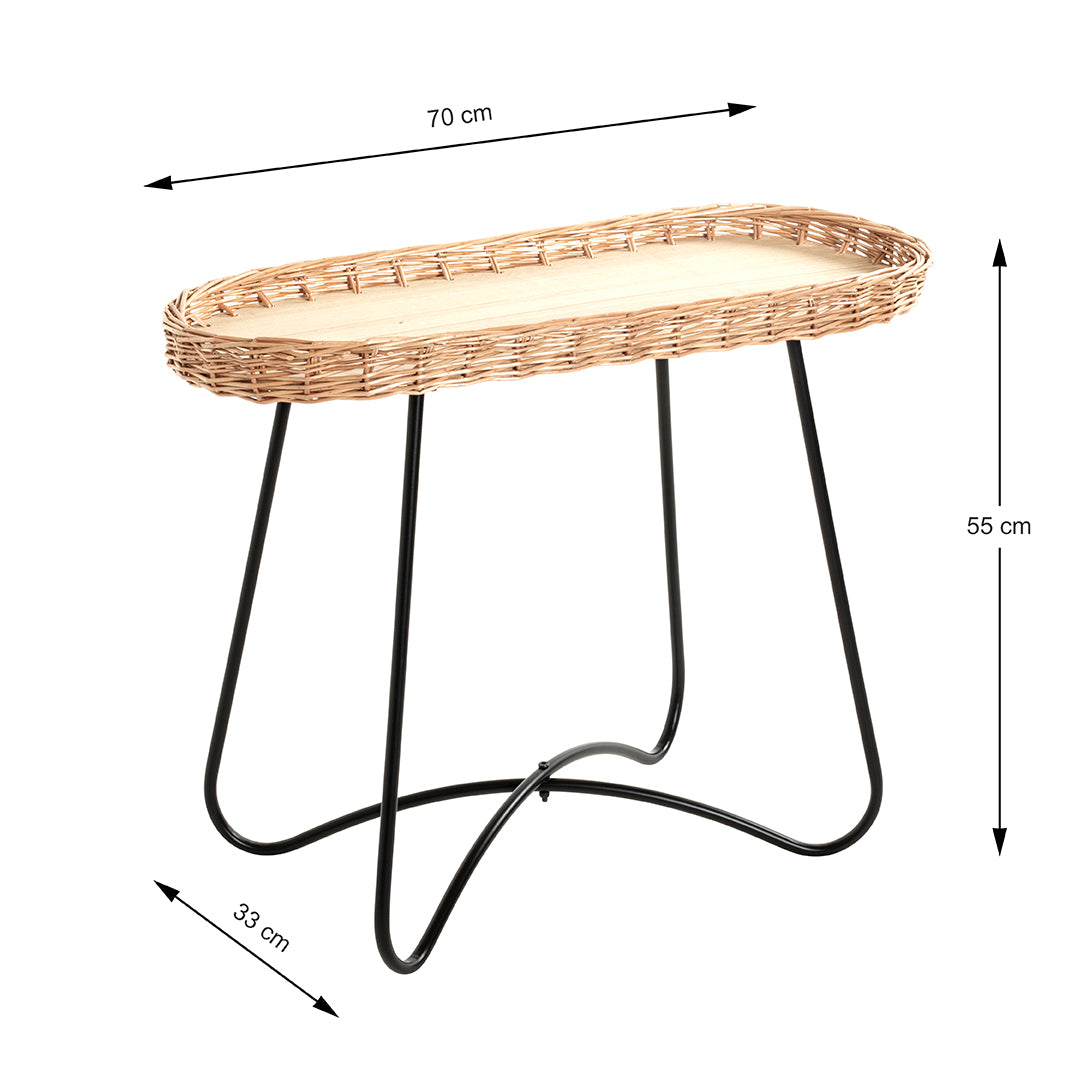 HAKU Möbel Beistelltisch aus Holzwerkstoff X-Gestell in Natur 70 x 33 x 55 cm
