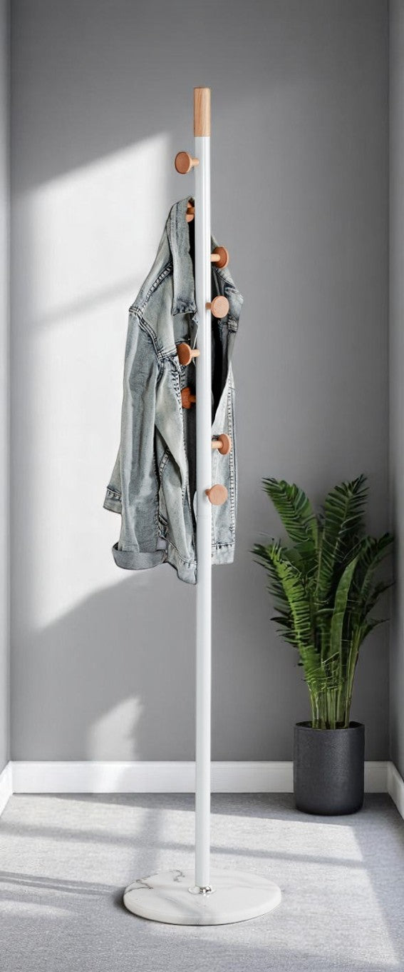 HAKU Möbel Garderobenständer aus Metall mit Marmor in Weiss 35 x 178 cm