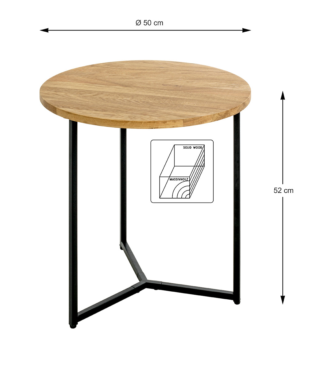 HAKU Möbel Beistelltisch aus Massivholz Füsse höhenverstellbar in Braun 50 x 52 cm