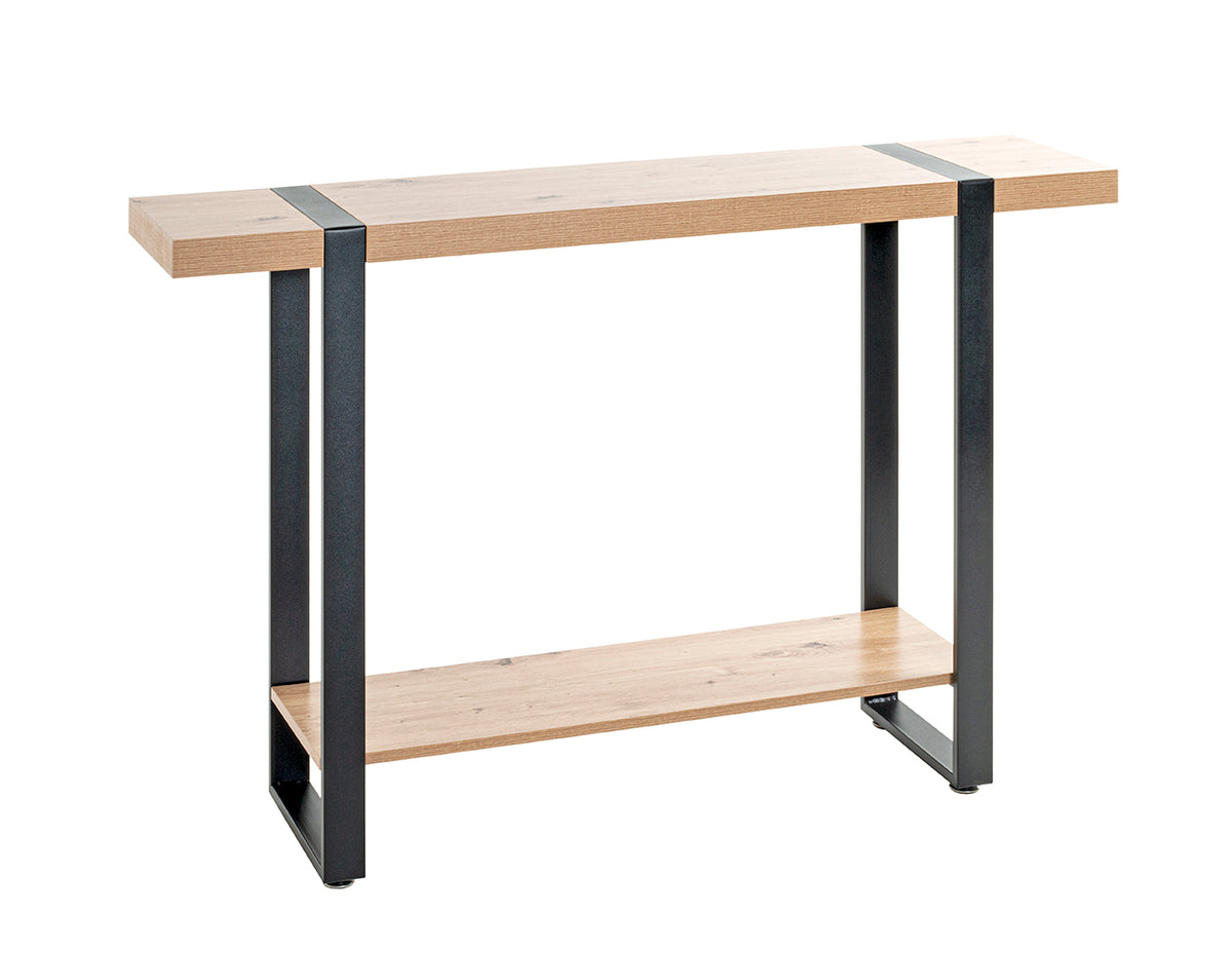 HAKU Möbel Konsole aus Holzwerkstoff kratzbeständig in Braun 120 x 30 x 82 cm in Eiche, Schwarz (Eiche hell)