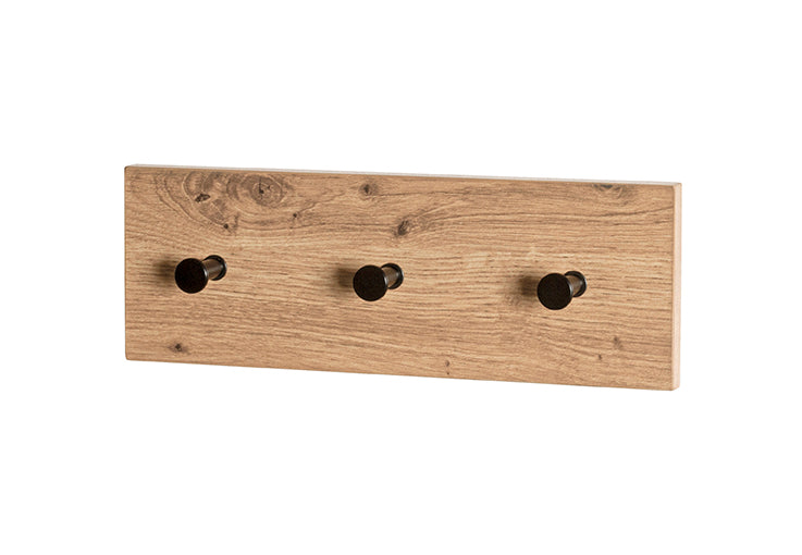 HAKU Möbel Garderobenleiste aus MDF kratzbeständig in Braun B 35-60 cm H 12 cm, 35 x 5 cm, H 12 cm in Eiche, Schwarz (Eiche hell)