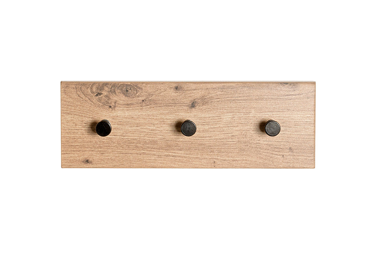 HAKU Möbel Garderobenleiste aus MDF kratzbeständig in Braun B 35-60 cm H 12 cm, 35 x 5 cm, H 12 cm in Eiche, Schwarz (Eiche hell)