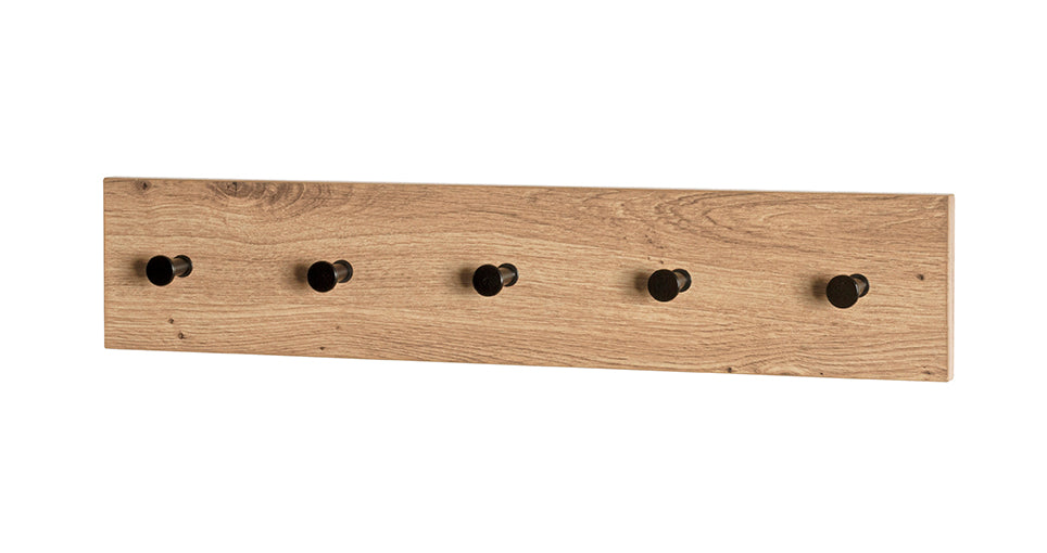 HAKU Möbel Garderobenleiste aus MDF kratzbeständig in Braun B 35-60 cm H 12 cm, 60 x 5 cm, H 12 cm in Eiche, Schwarz (Eiche hell)