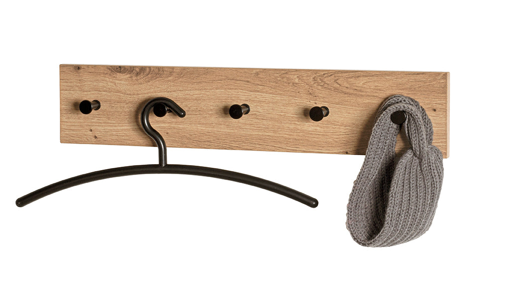 HAKU Möbel Garderobenleiste aus MDF kratzbeständig in Braun B 35-60 cm H 12 cm, 60 x 5 cm, H 12 cm in Eiche, Schwarz (Eiche hell)
