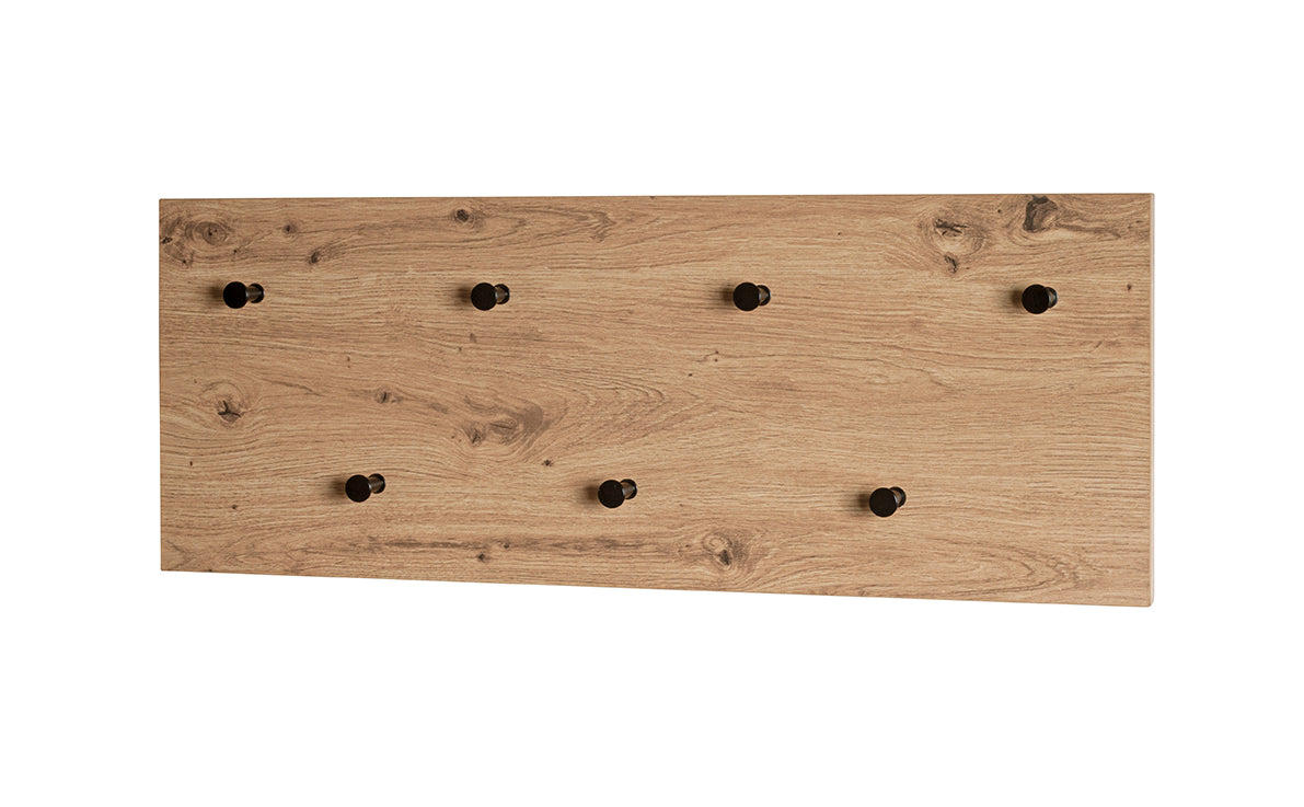HAKU Möbel Wandgarderobe aus MDF kratzbeständig in Braun 80 x 5 x 30 cm in Eiche, Schwarz (Eiche hell)