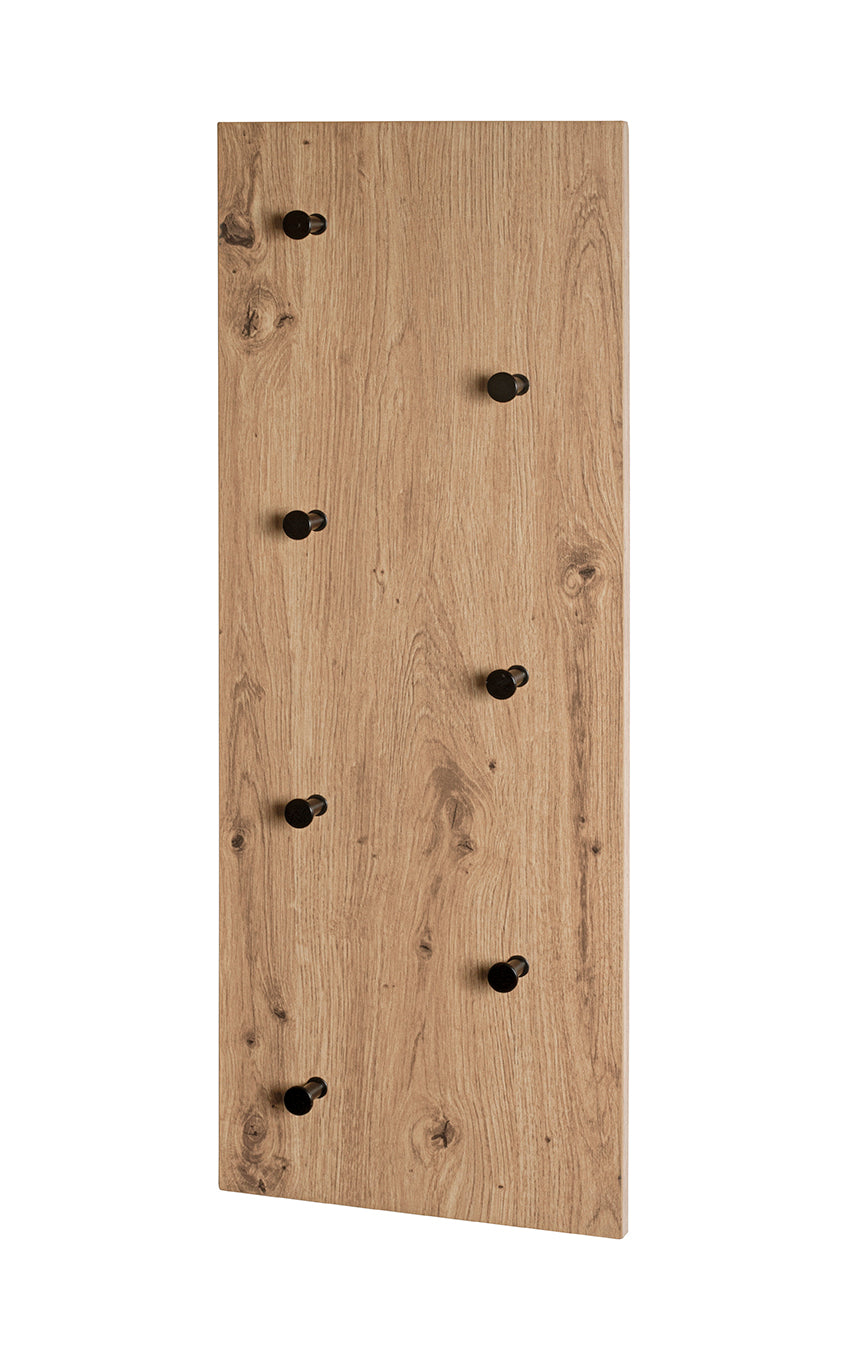 HAKU Möbel Wandgarderobe aus MDF kratzbeständig in Braun 80 x 5 x 30 cm in Eiche, Schwarz (Eiche hell)